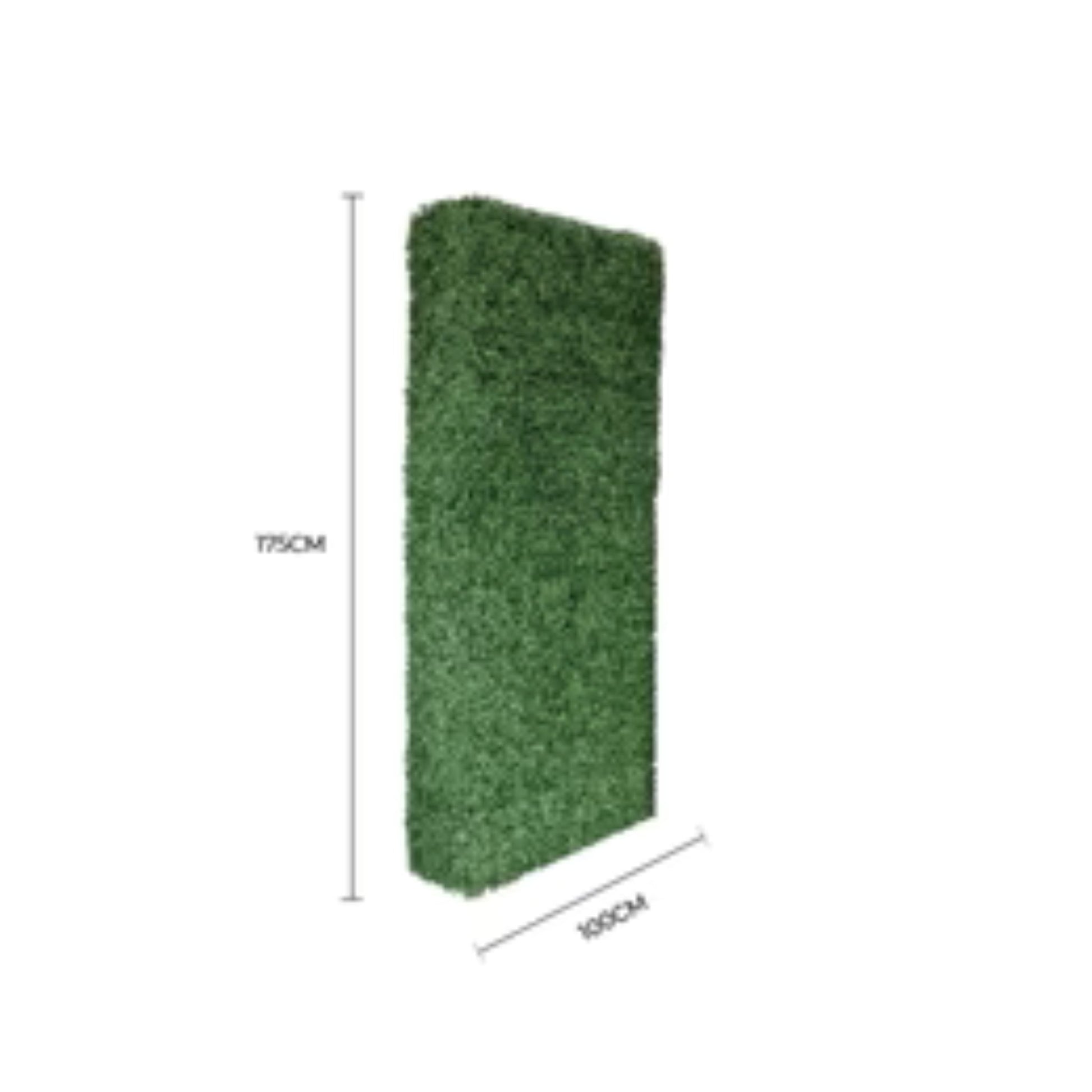 UV-resistant boxwood hedge panel for outdoor use with dimensions