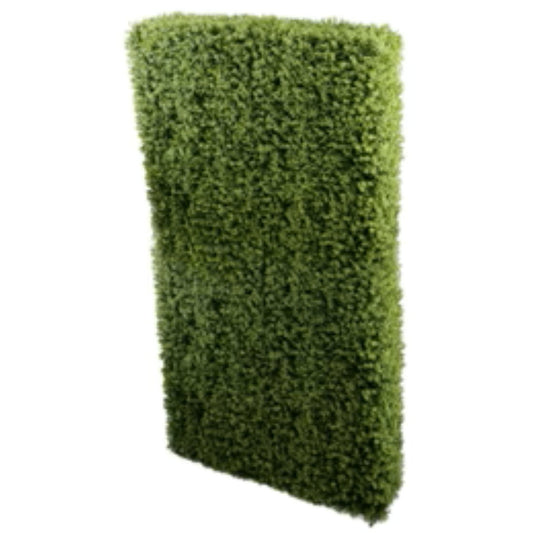 Tall natural artificial boxwood hedge measuring 40 by 80 inches