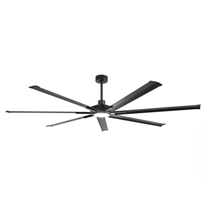 100-inch large black ceiling fan with seven aluminum blades and adjustable lighting for commercial interiors