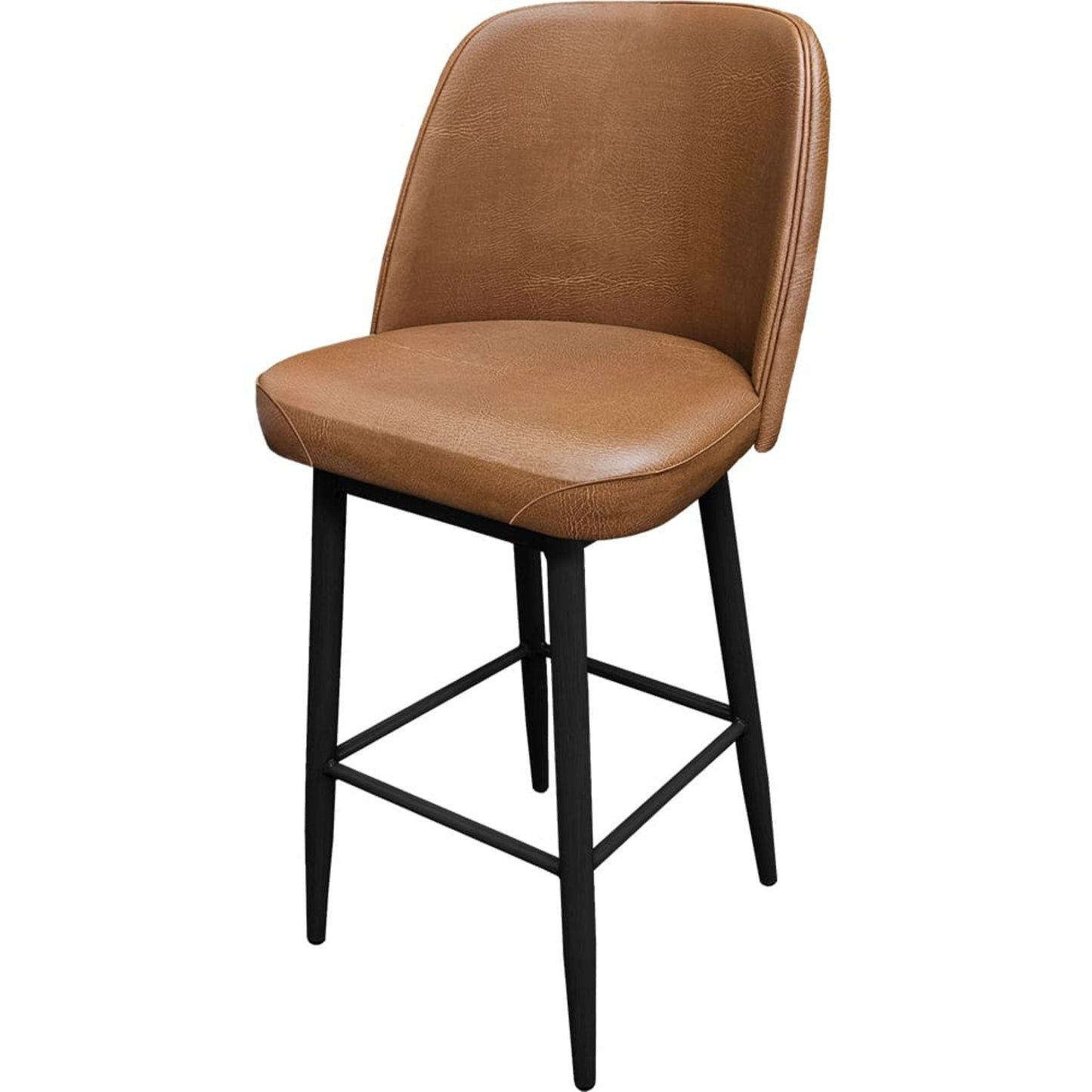 Amata barstool with standard bucket, black frame and buckskin vinyl seat