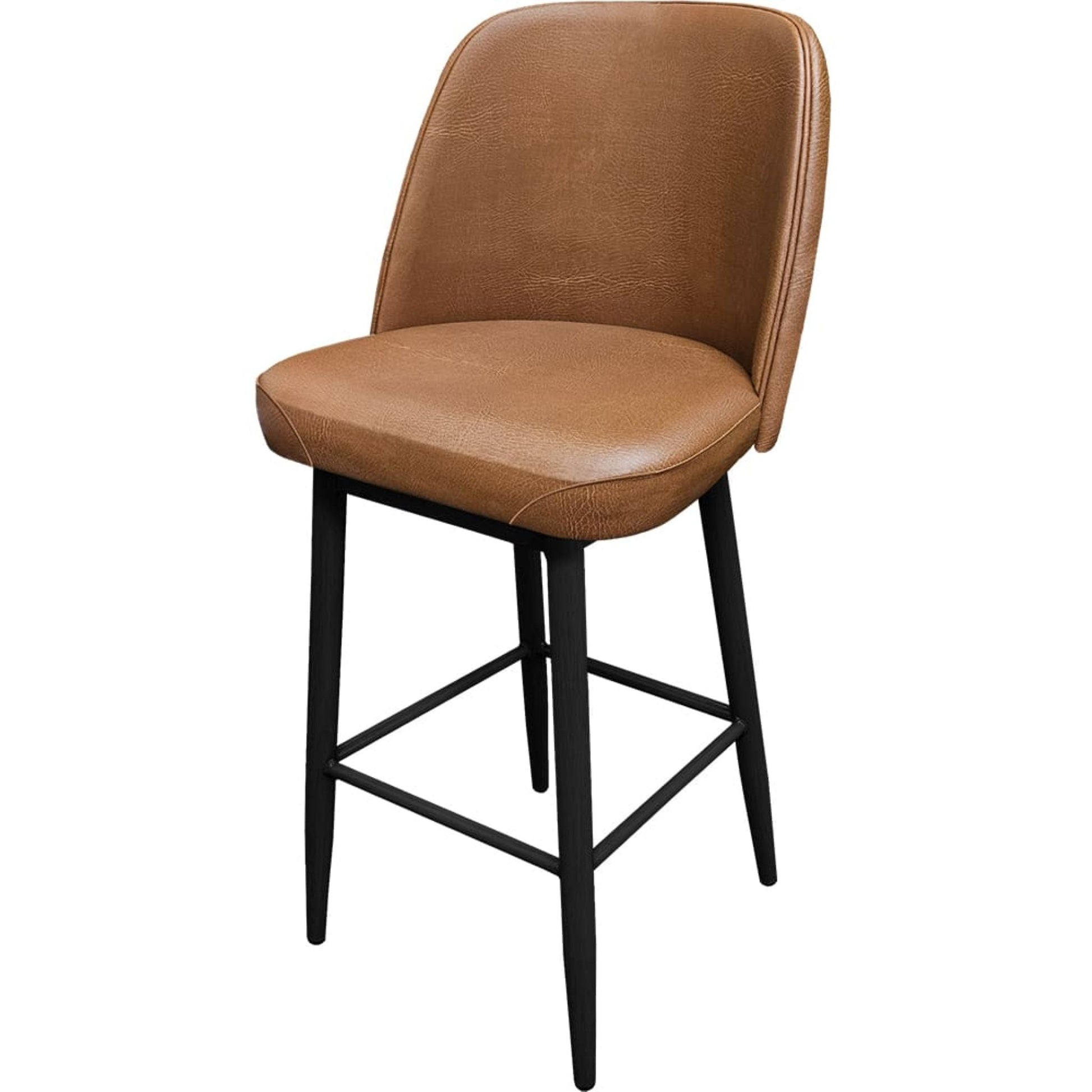 Amata barstool with standard bucket, black frame and buckskin vinyl seat