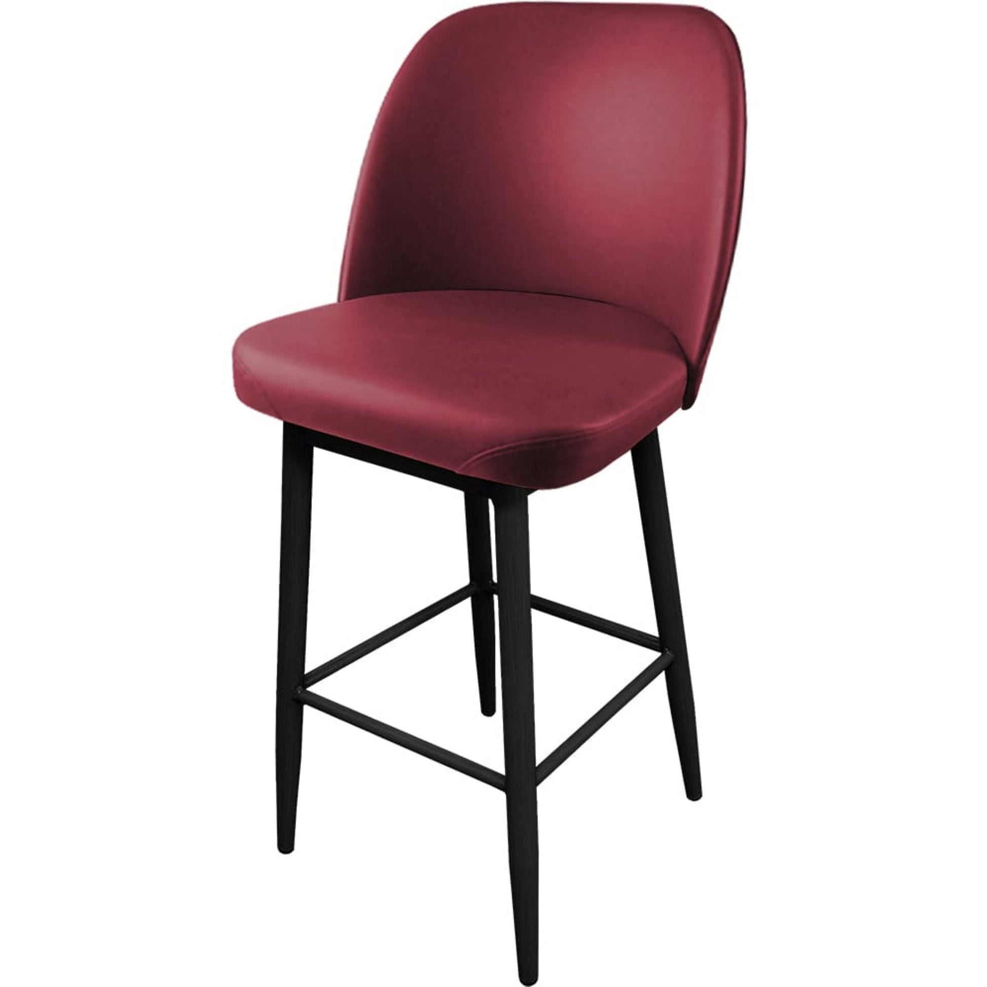 Amata barstool with standard bucket, black frame and wine vinyl seat
