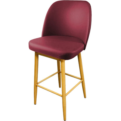 Amata barstool with standard bucket, natural clear-coat frame and wine vinyl seat