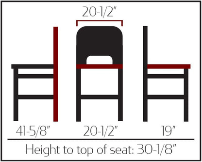 Diagram showing dimensions of a chair with measurements in inches.