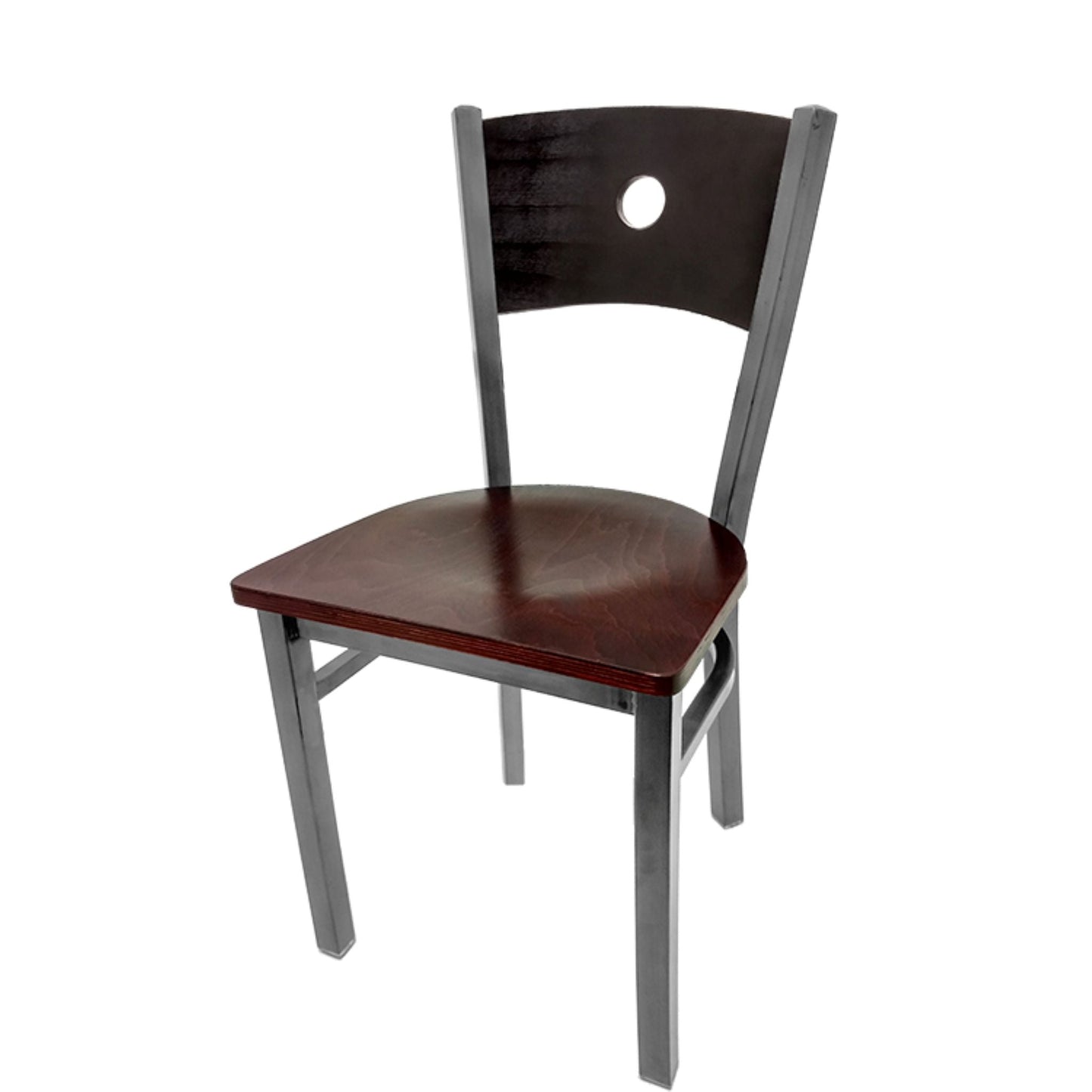 Dining chair with black wood back and mahogany wood seat