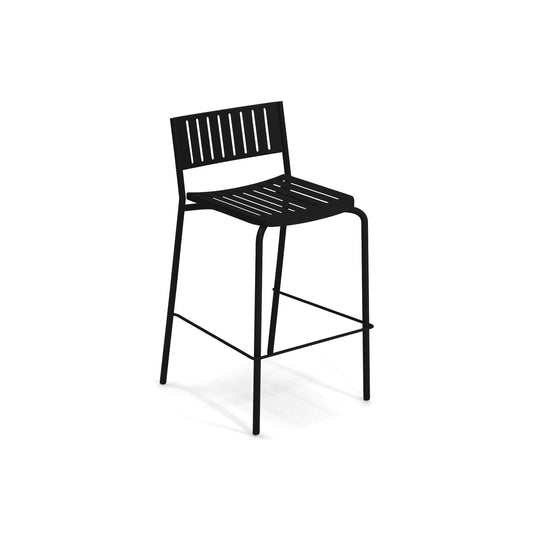Emu Bridge Bar E148 black barstool with slatted seat and back for indoor or outdoor use