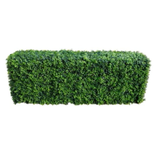 Premium long-leaf artificial boxwood hedge measuring 40 by 20 inches