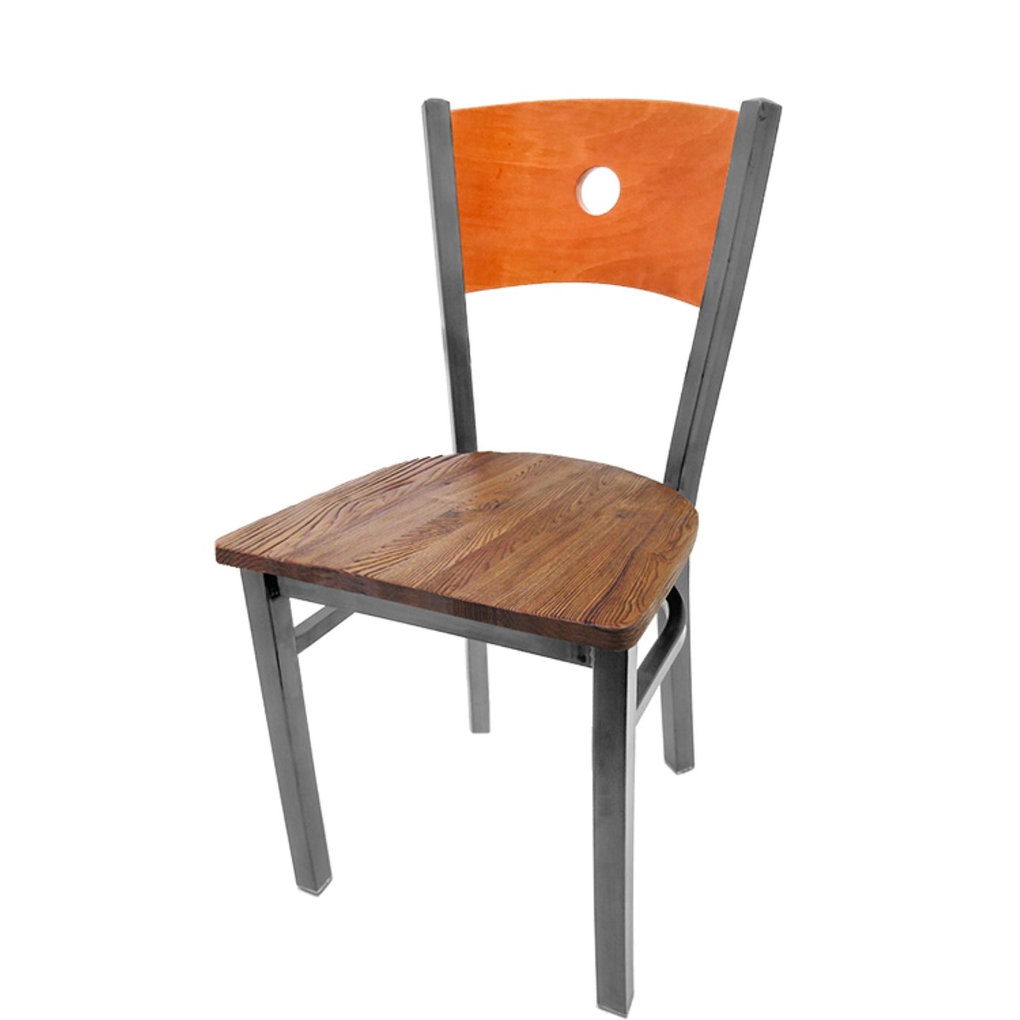 Dining chair with cherry wood back and reclaimed wood seat