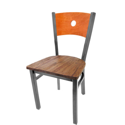 Dining chair with cherry wood back and reclaimed wood seat