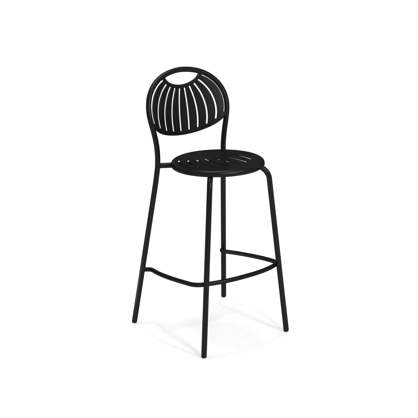 Black Emu Coupole Bar E442 barstool with steel patterned seat and back