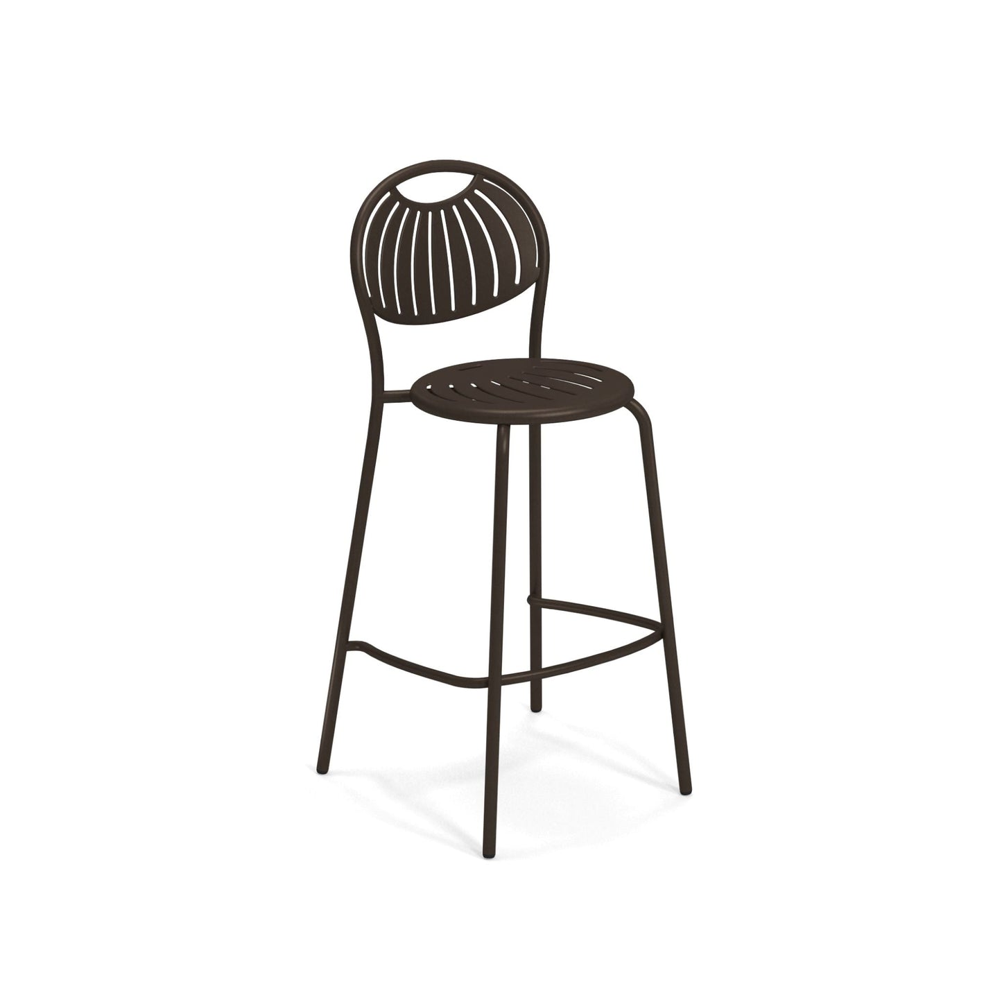 Bronze Emu Coupole Bar E442 barstool with decorative perforated steel seat and back