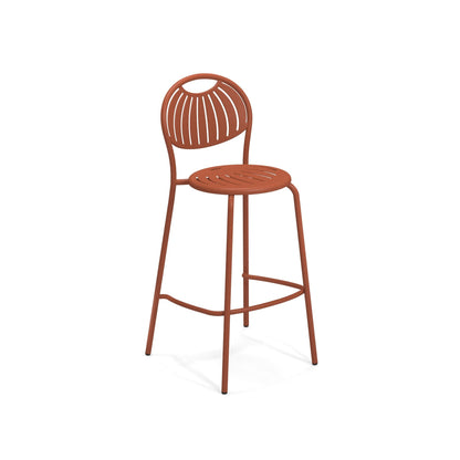 Maple red Emu Coupole Bar E442 patterned steel barstool for indoor/outdoor use