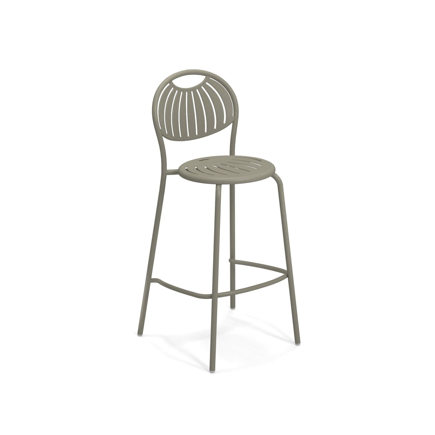 Emu Coupole Bar E442 barstool in moss grey with patterned steel seat and back
