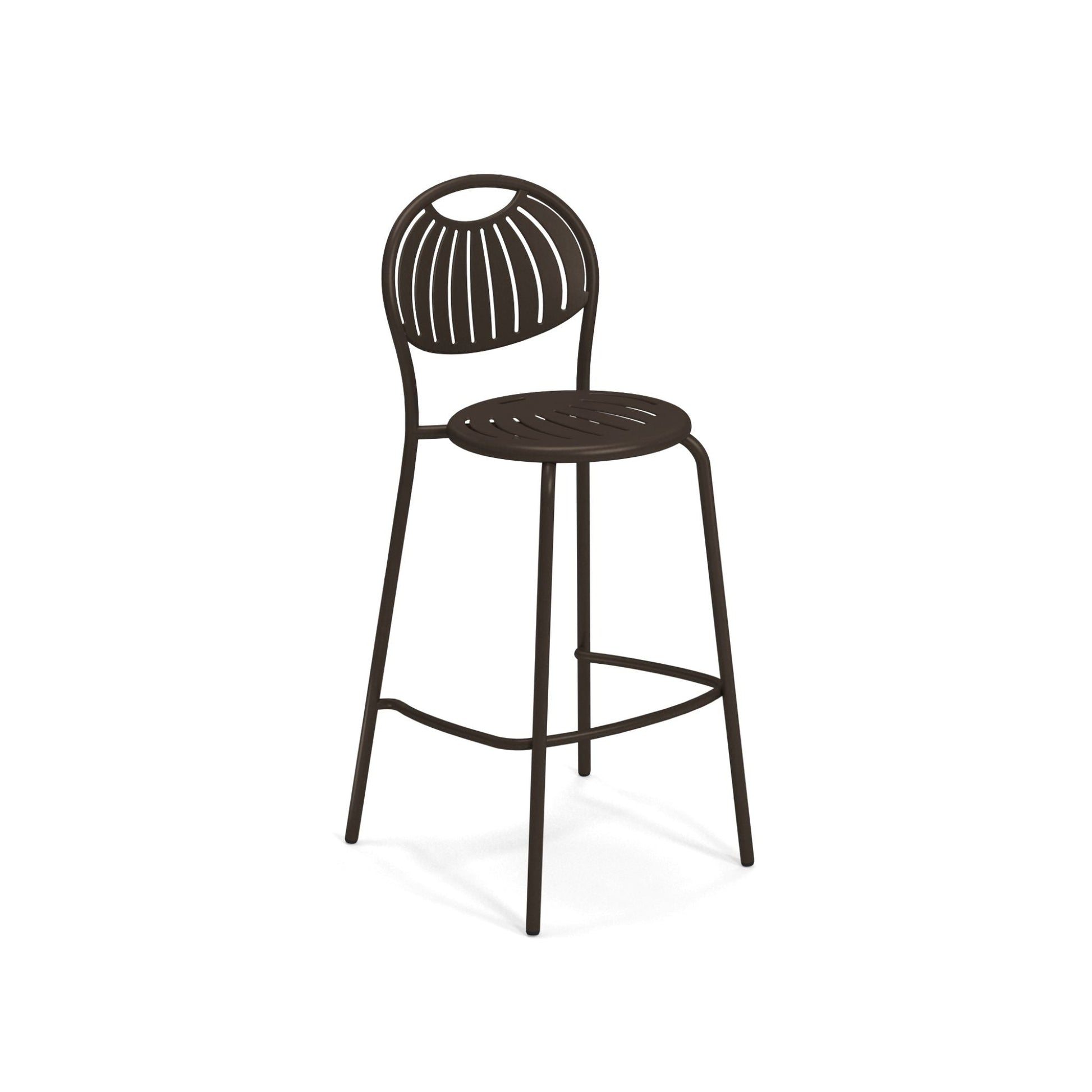 Bronze Emu Coupole Bar E442 barstool with decorative perforated steel seat and back