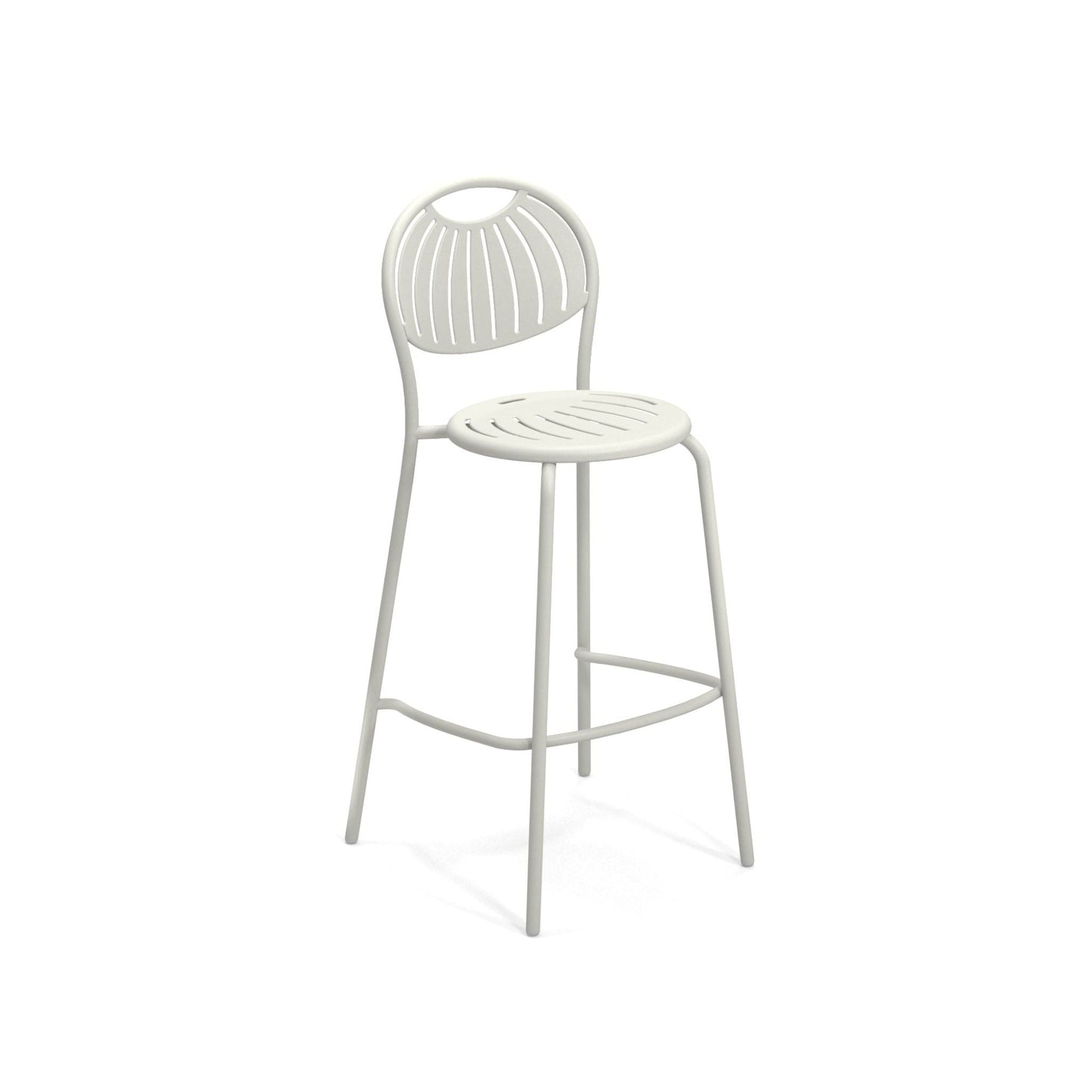 White Emu Coupole Bar E442 steel barstool with decorative patterned seat and back