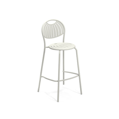 White Emu Coupole Bar E442 steel barstool with decorative patterned seat and back