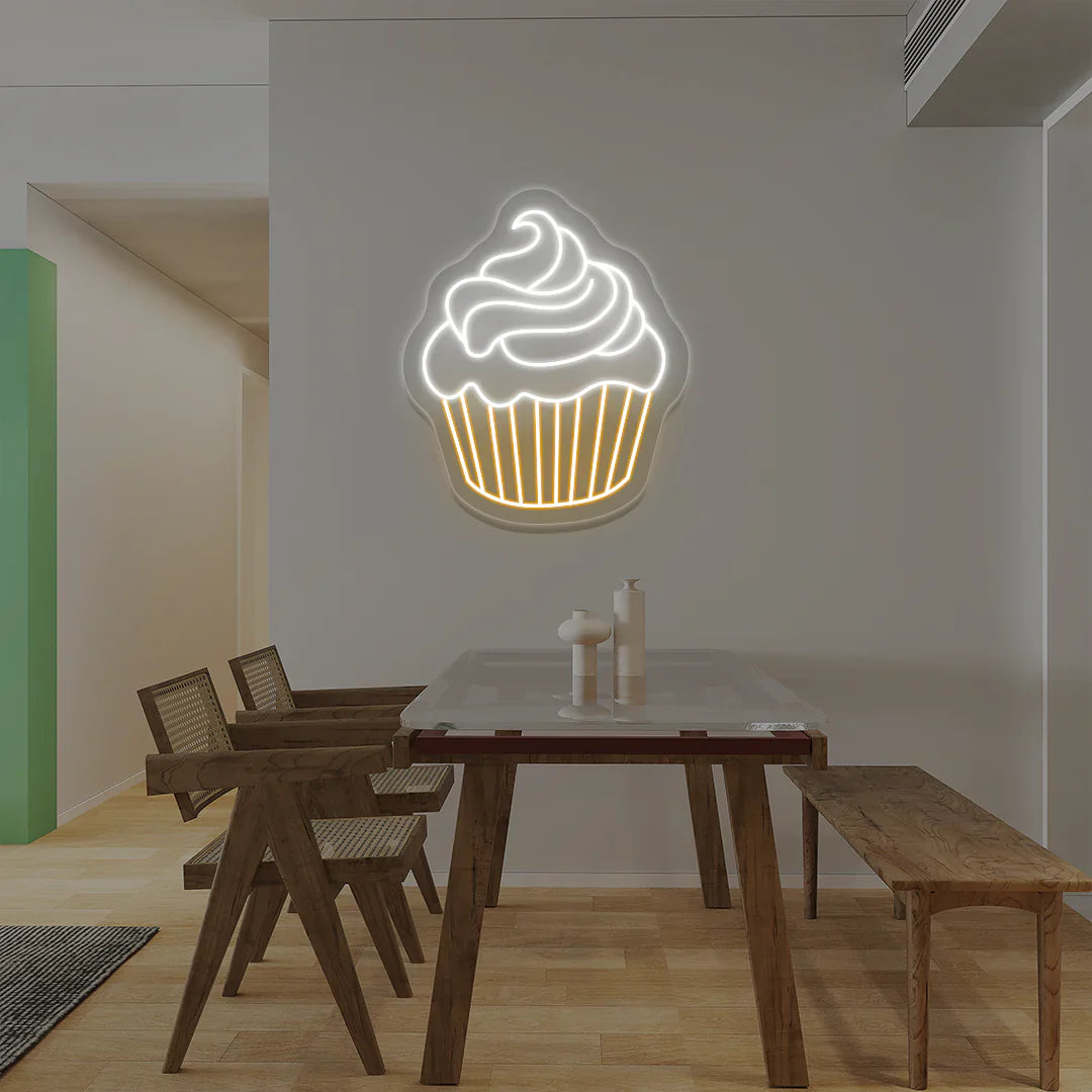 Cupcake Neon Sign – LED Wall Light for Bakery, Café, Dessert Bar, or Home Décor
