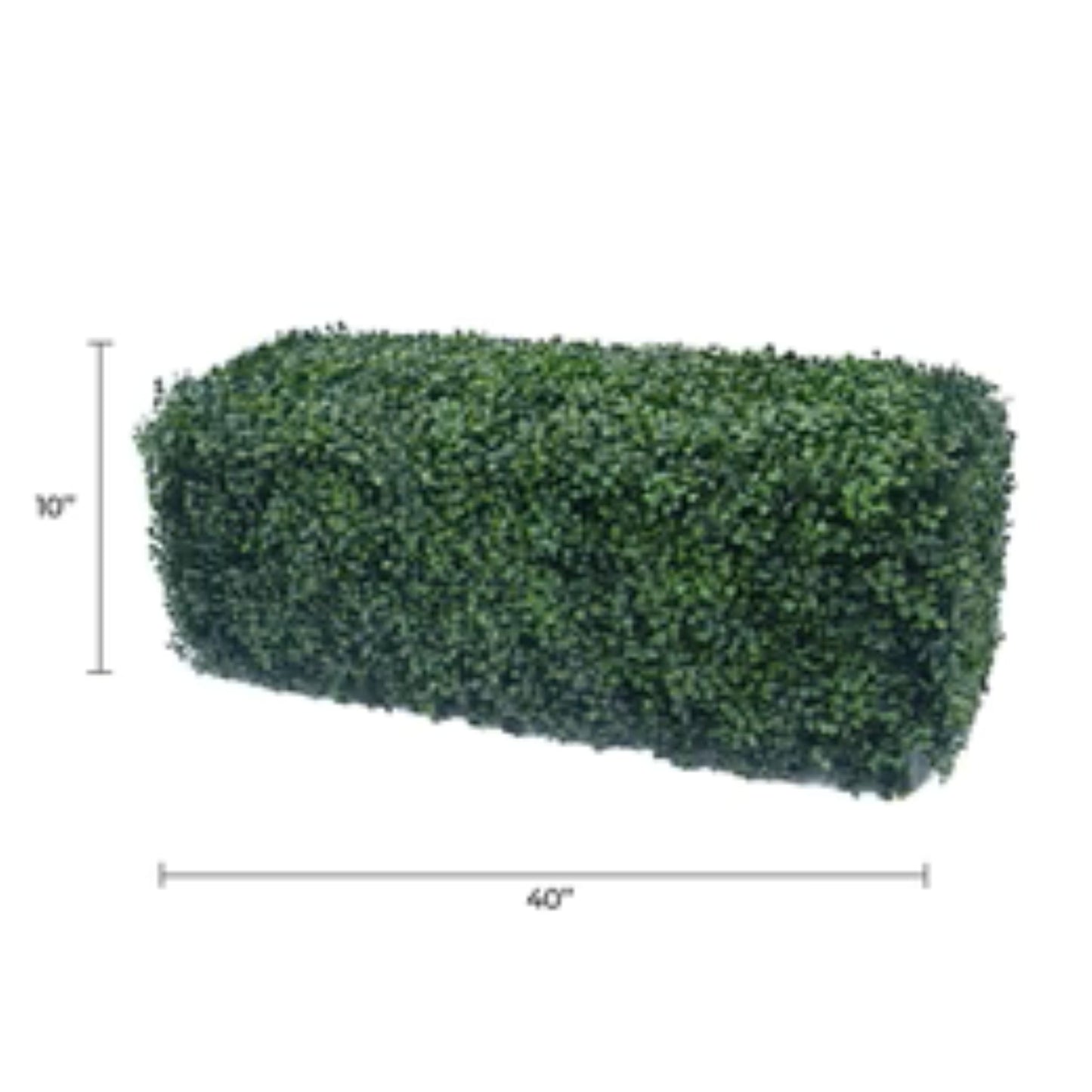 Premium artificial boxwood hedge measuring 40 by 10 inches with dimensions