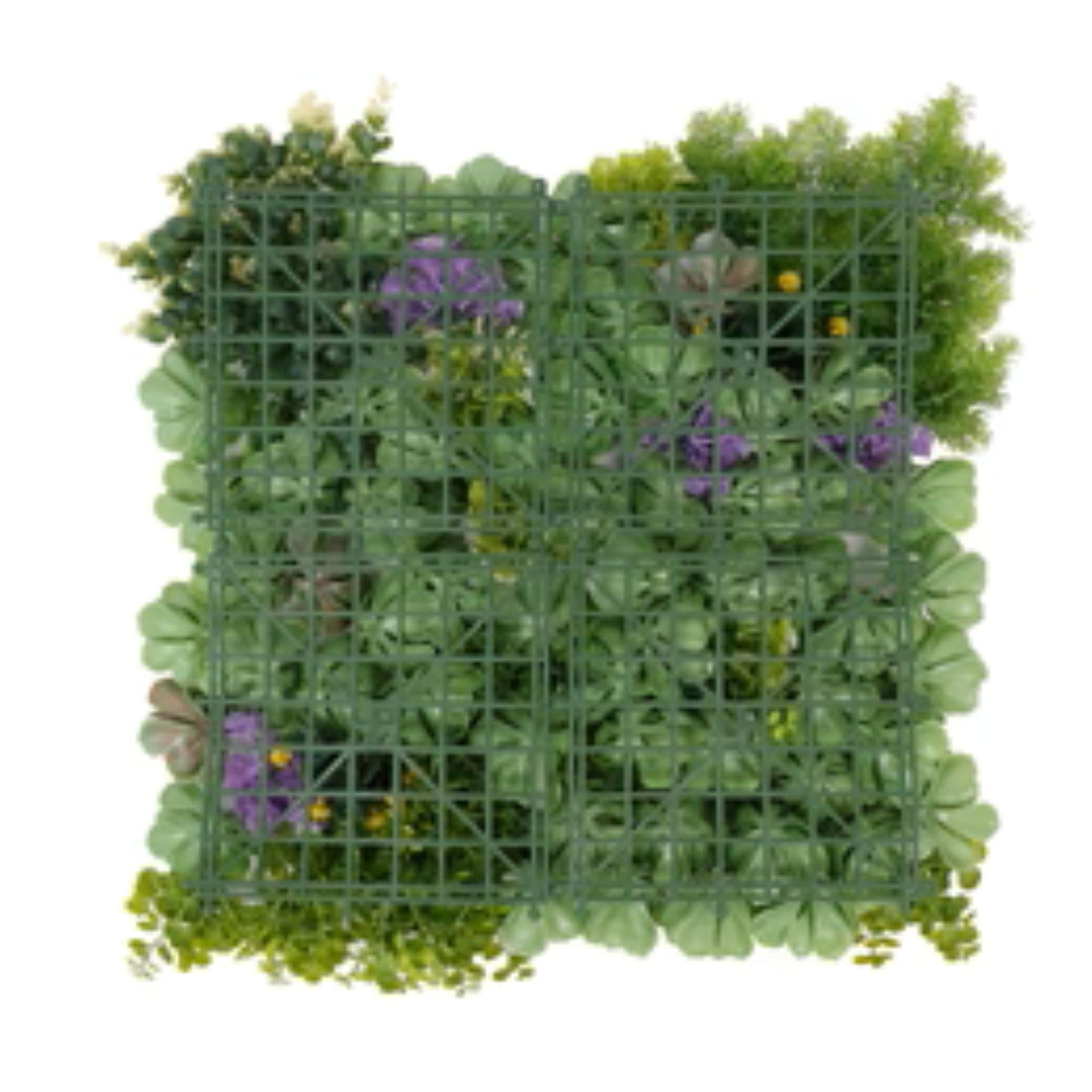 UV-resistant artificial succulent vertical garden panel back view
