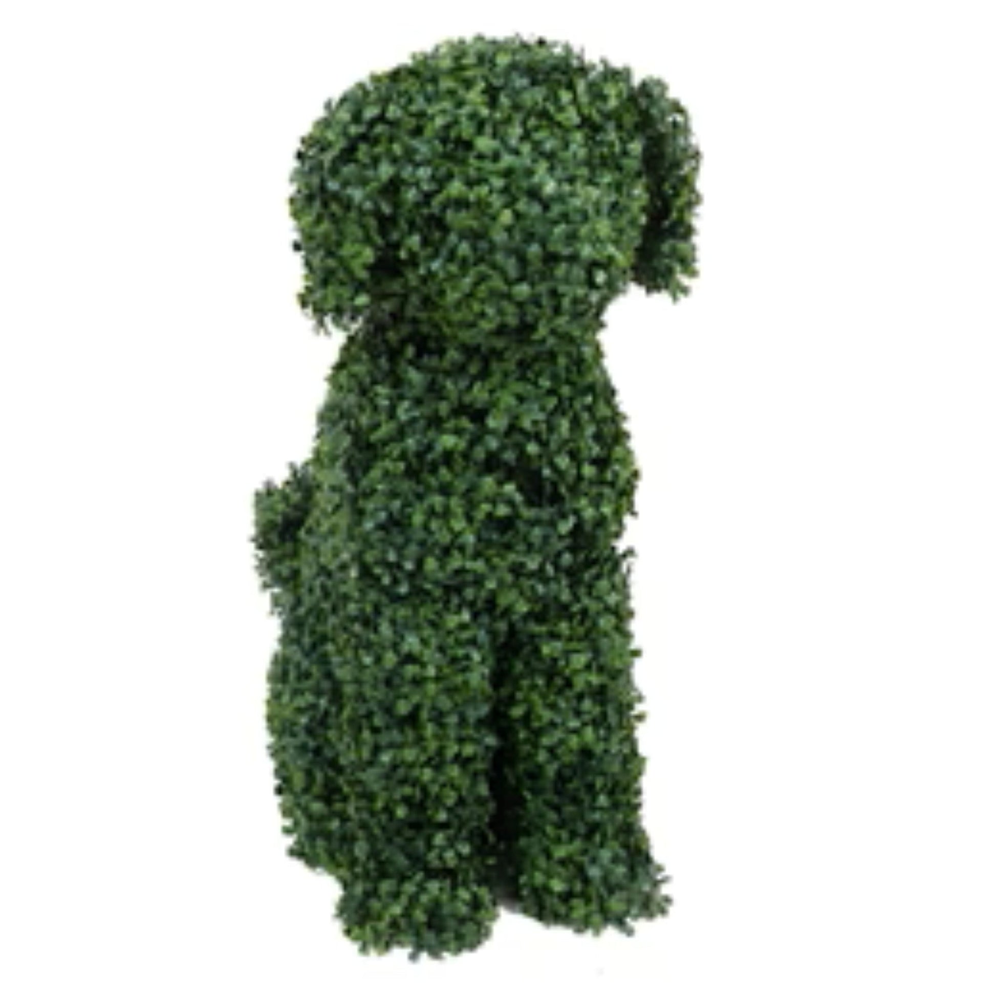 medium artificial boxwood topiary dog sculpture
