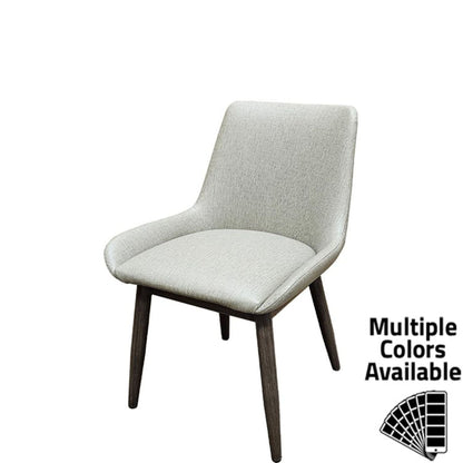 Amata chair with driftwood faux woodgrain metal frame and light moss vinyl bucket seat.