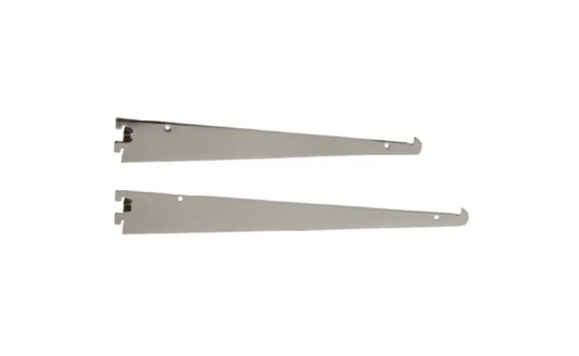 Universal Tap In Shelf Brackets Shelf bracket for use with universal slotted standards with 1/2" slots on 1" centers. - 1