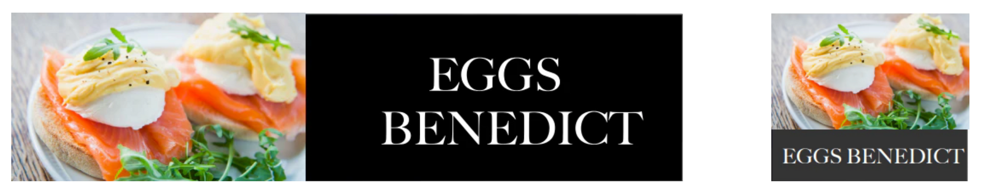 Vinyl banner displaying the words “Eggs Benedict” with vibrant, high-resolution food graphics, designed for restaurant and café promotions, printed on durable PVC material for indoor or outdoor use.