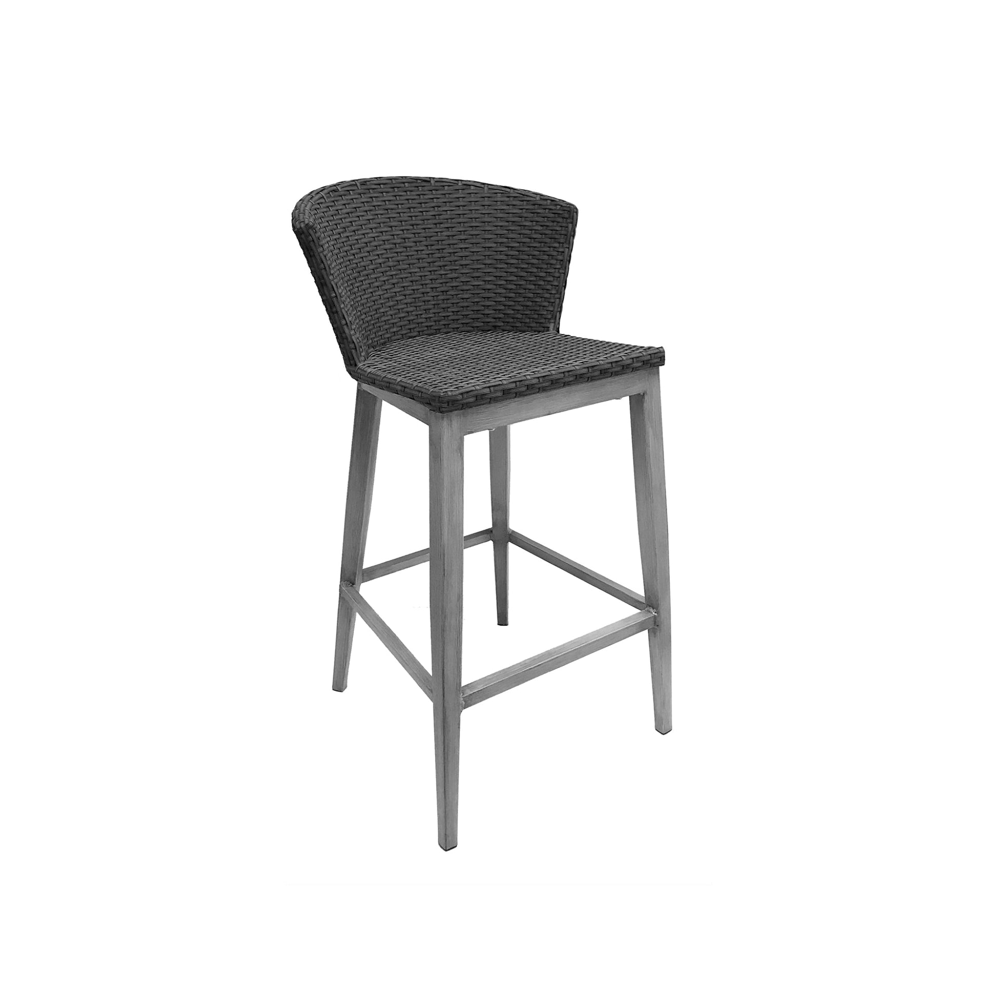 Emu Elly Bar A1210 outdoor barstool with aluminum frame and all-weather wicker seat and back