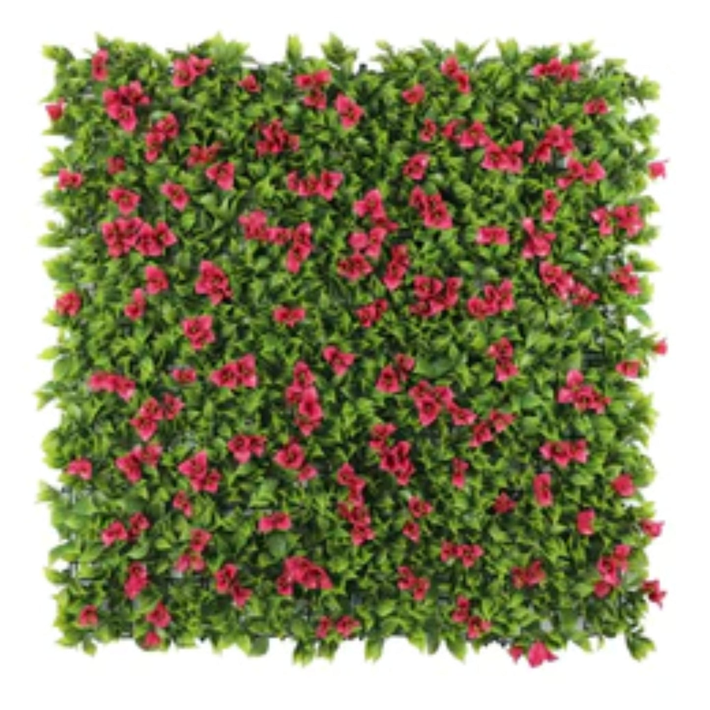 artificial flowering pink green wall panel measuring 40 by 40 inches