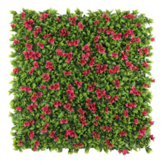 artificial flowering pink green wall panel measuring 40 by 40 inches