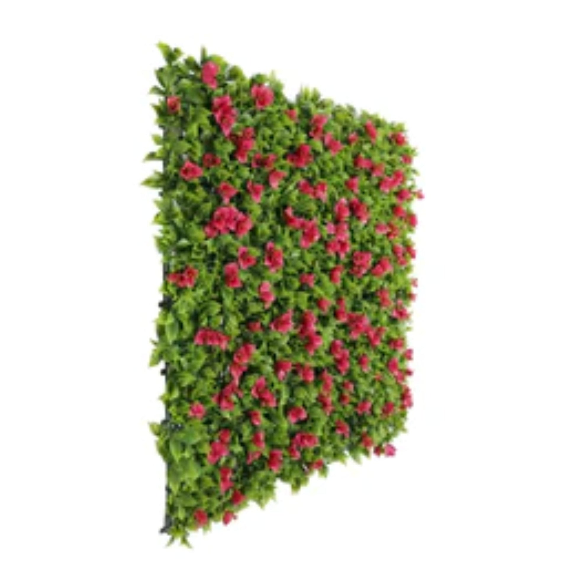 uv-resistant artificial flowering green wall panel side view