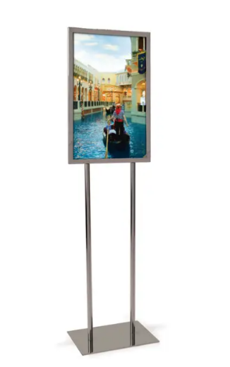 14" X 22" BULLETIN SIGN HOLDER W/ FLAT BASE - CHROME - 1