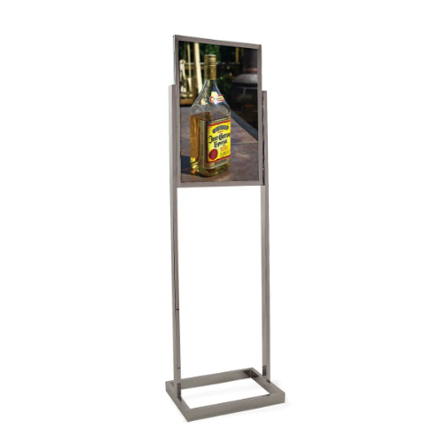 14" X 22" BULLETIN SIGN HOLDER W/ RECTANGULAR TUBING BASE - CHROME - 1