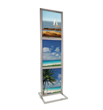 22" X 28" TRIPLE BULLETIN SIGN HOLDER WITH RECTANGULAR TUBING BASE - 1