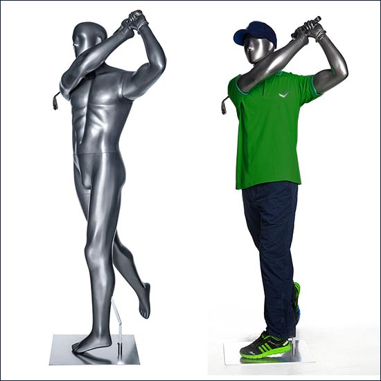Action Male Golfer Mannequin - After Hit Pose - 1