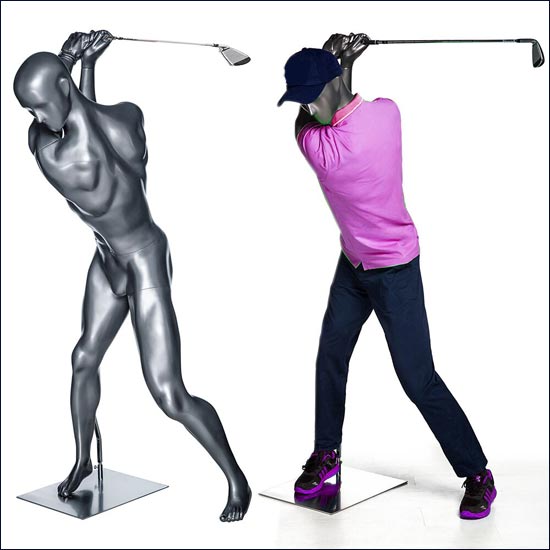Action Male Golf Mannequin - High Swing Aim Pose - 1
