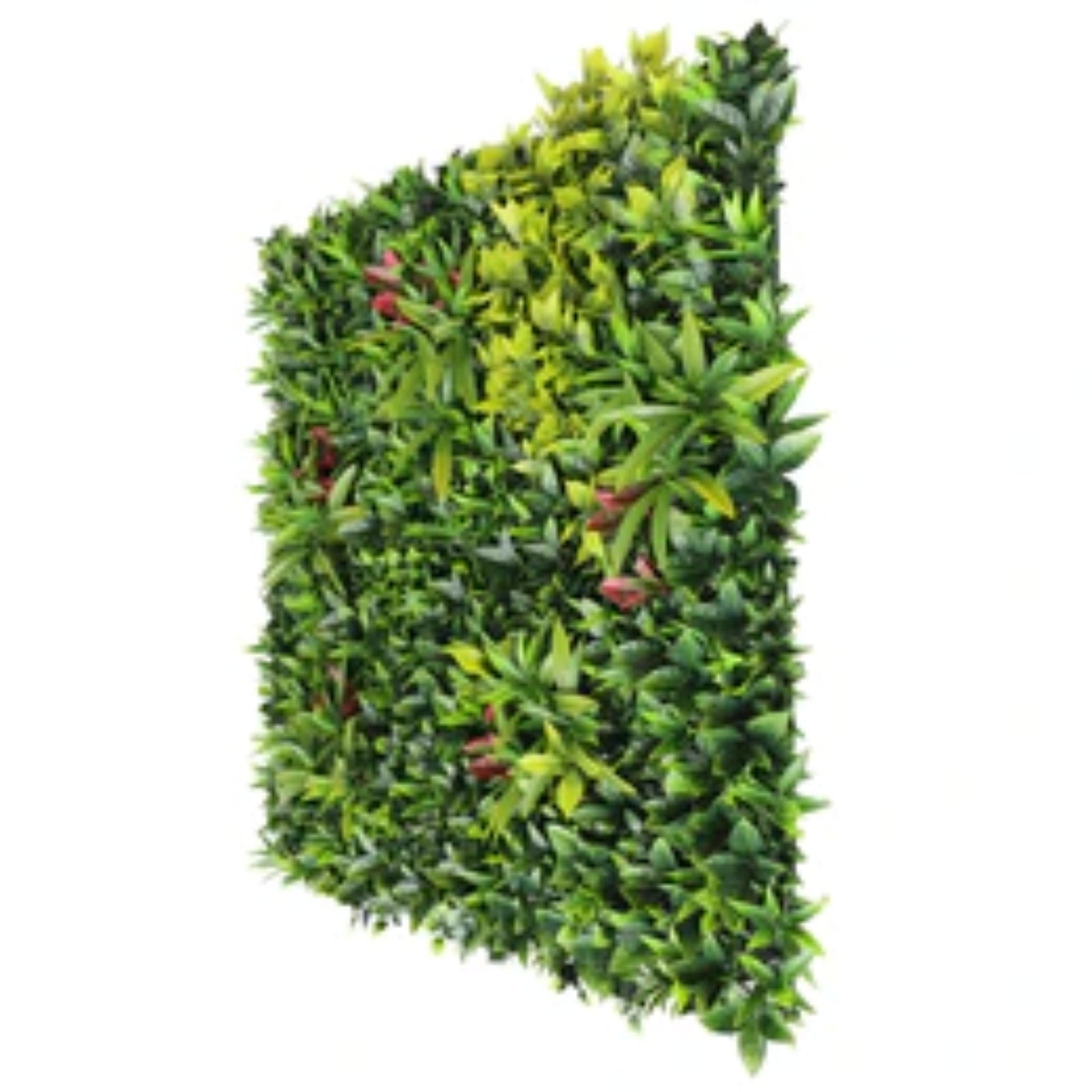 UV-resistant commercial artificial meadow greenery panel side view