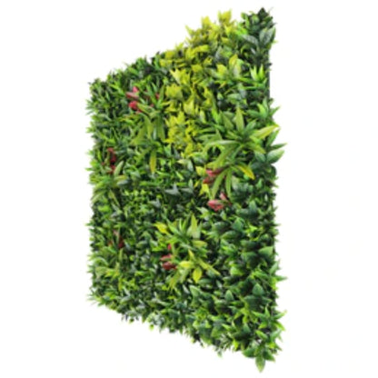 UV-resistant commercial artificial meadow greenery panel side view