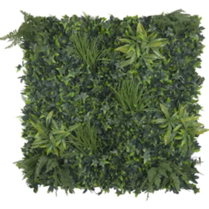 Luxury Green Tropics artificial living wall panel measuring 40 by 40 inches