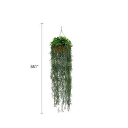 UV-resistant fern hanging décor for indoor or outdoor use