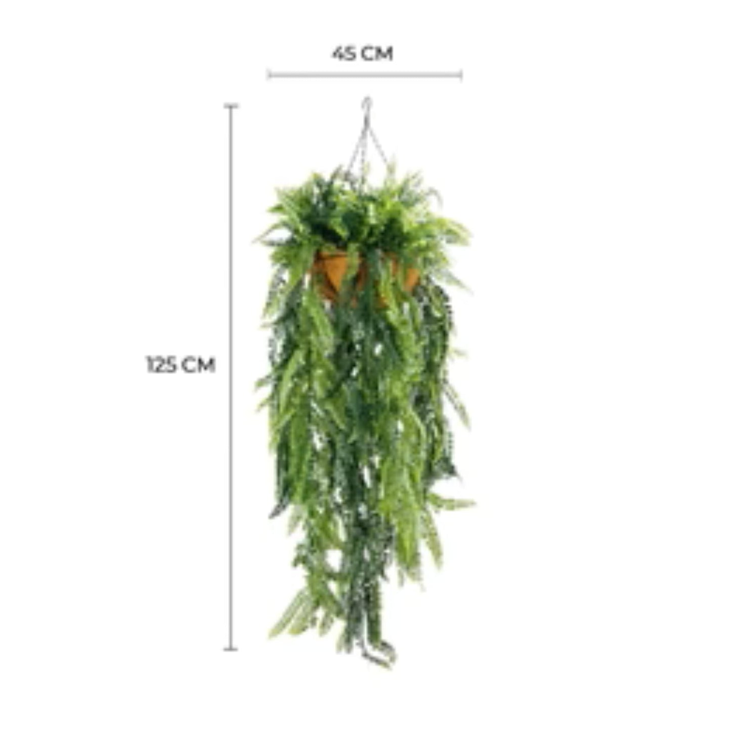 Realistic green fern hanging plant for indoor or outdoor décor