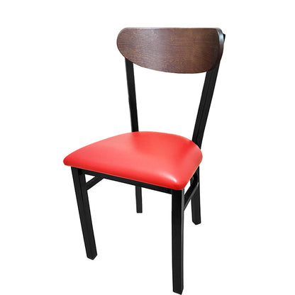 Kidney-Back Metal Dining Chair – Black Powder Coat Steel Frame with Walnut or Driftwood Birch Wood Back