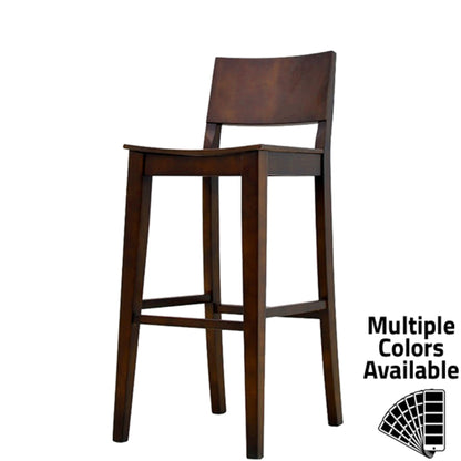 Latitude wooden barstool with mahogany veneered seat and back and solid wood frame