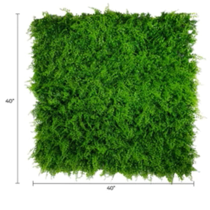 UV-resistant commercial artificial fern vertical garden with dimensions