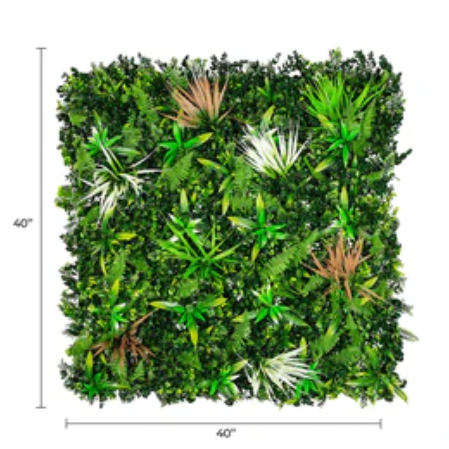 Close-up of tropical artificial foliage on Wild Tropics living wall