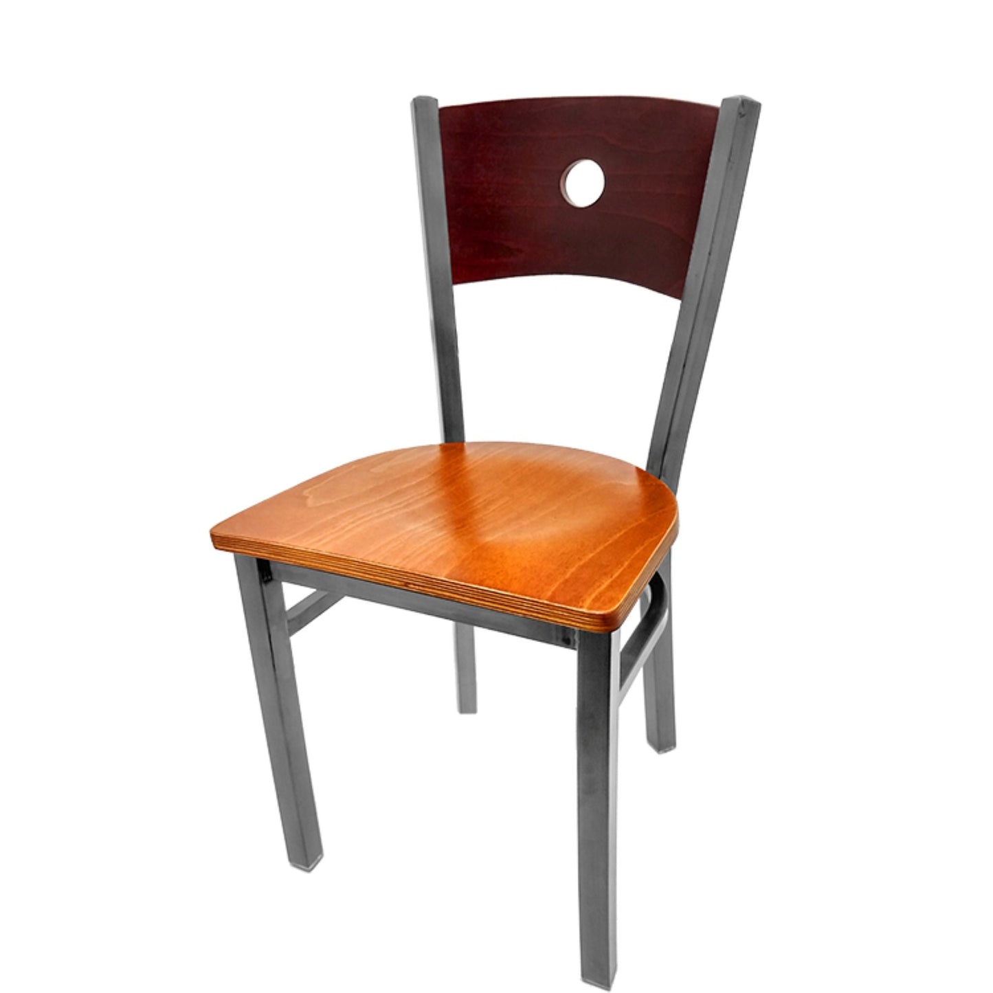 Dining chair with mahogany wood back and cherry wood seat
