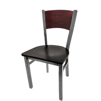 Dining chair with mahogany stain seat back and black stain wood seat