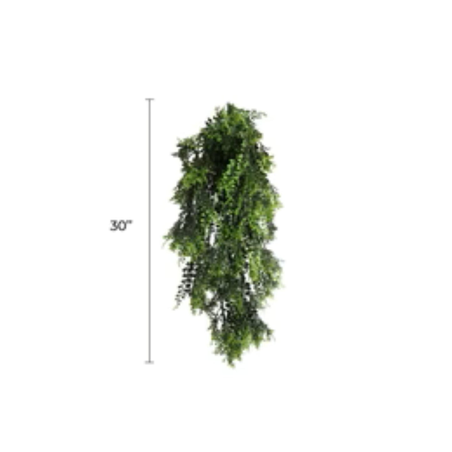 UV-resistant hanging fern vine for indoor and outdoor use with dimensions