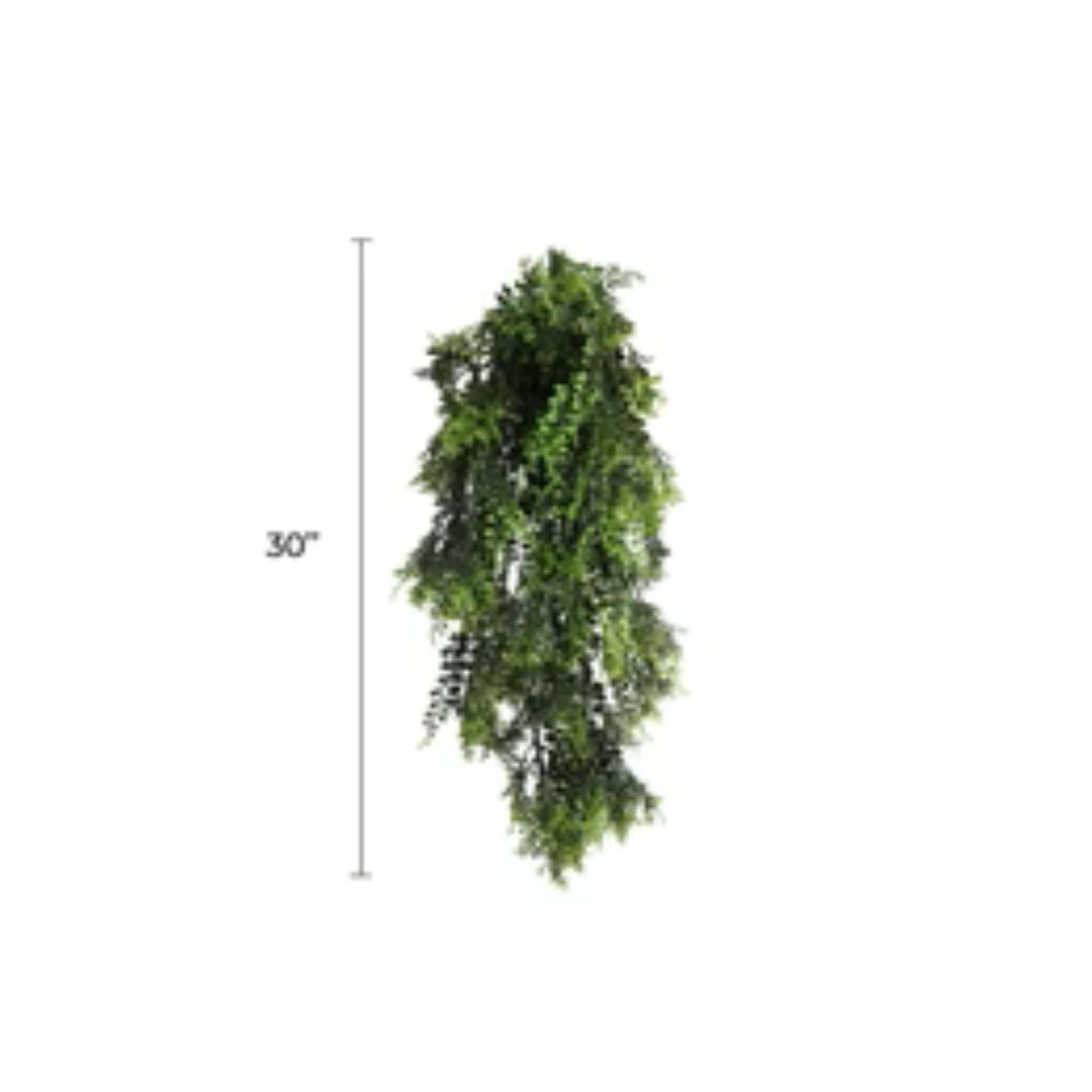 UV-resistant hanging fern vine for indoor and outdoor use with dimensions