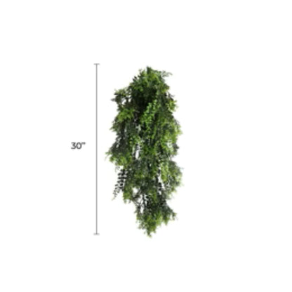 UV-resistant hanging fern vine for indoor and outdoor use with dimensions